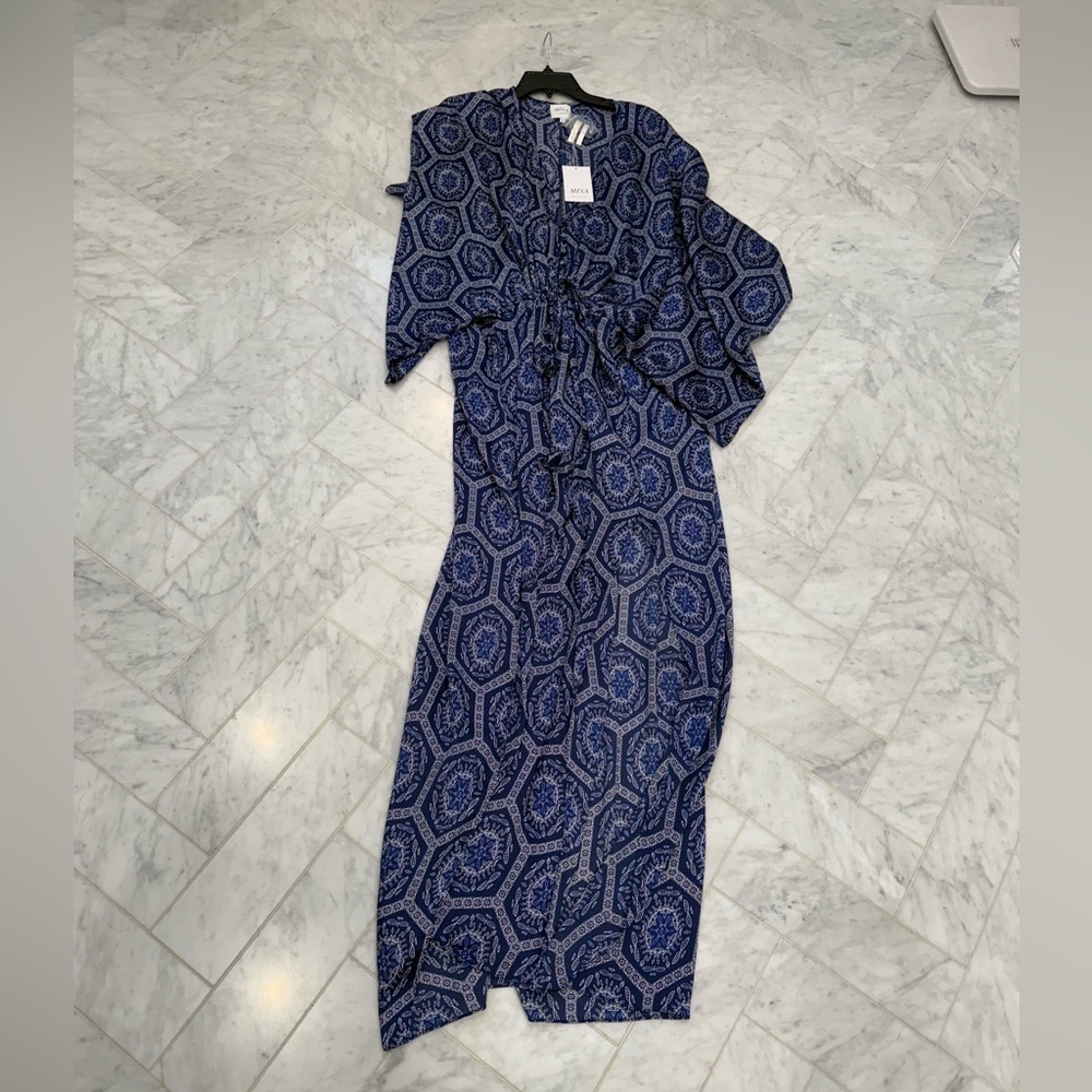 NWT MISA Los Angeles Veruschka cover up or maxi dress Blue printed size Small - Picture 9 of 10